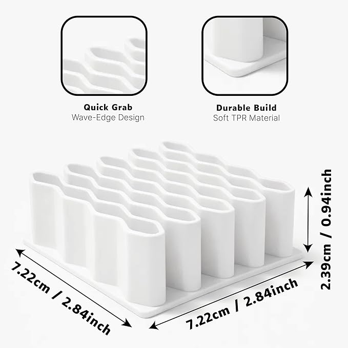 Ointment Tube Organizer Holder, Wave Design Desk Organizer for Makeup Brushes, Pencils & Markers, Flexible TPR Countertop Storage Stand for Bathroom Vanity, Office & Classroom, Black and White