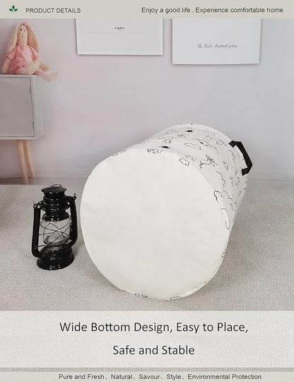 Round Woodland Deer Laundry Basket, Collapsible Laundry Hamper for Kids, Cute Mountain Forest Storage Bin, Waterproof Toy Storage for Nursery, Bedroom, Playroom, New Parent Gift(Forest deer)