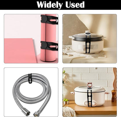 2 Pcs Silicone Pot Cover Fixing Strap, Minimalist Crock Pot Lid Holder Supplies, Silicone Straps Suitable for Storing Curtains, Yoga Mats & Pot Covers
