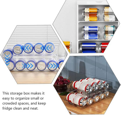 Garneck Beverage Can Dispenser Double Soda Can Organizer for Refrigerator Space-saving Drink Storage Rack for Kitchen Pantry Rvs