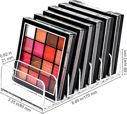 JessLab Eyeshadow Palette Makeup Organizer, Acrylic 7-Section Divided Make up Organizers and storage for Bathroom Vanity Countertop, Transparent, S