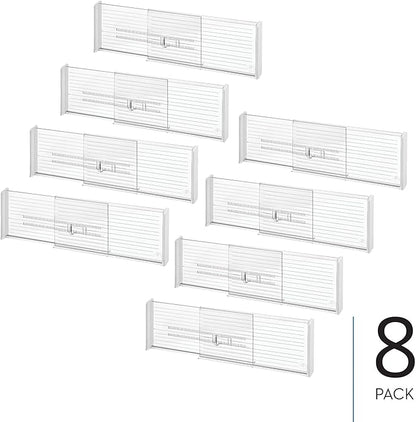 iDesign Expandable Deep Drawer Dividers for Kitchen, Dresser, or Desk Drawers - Set of 8 - Clear