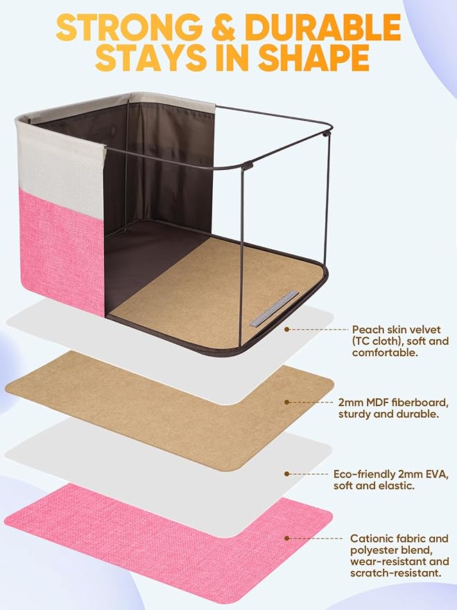 BALEINE 1 Pack Fabric Closet Storage Bins for Shelves, Linen Closet Organizers and Storage, Decorative Baskets for Organizing, Shelf, Clothes, Home, Office (Pink, 17''x13''x10.5'')