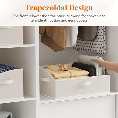 Lifewit Trapezoid Closet Storage Bins for Shelf, 6 Packs Non-woven Closet Organizer Baskets with Handles, Foldable Clothes Containers Boxes for Clothing, Book, Purse, 23L, Extra Large, White