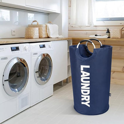 DOKEHOM 125L X-Large Collapsible Washing Laundry Basket Bag (7 Colors) for Bedroom, Fabric (Dark Blue, XL)