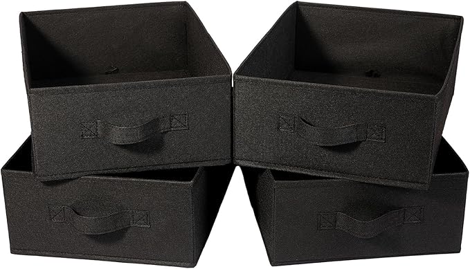 Clothings Collapsible Storage Bins, Foldable Organizers and Storage Baskets Cube Storage Bin for Bedroom Living Room (4 Pack, Black, 15.4x11.4x5.5inch)