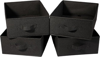 Clothings Collapsible Storage Bins, Foldable Organizers and Storage Baskets Cube Storage Bin for Bedroom Living Room (4 Pack, Black, 15.4x11.4x5.5inch)