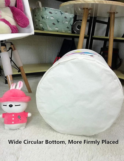 QUEENLALA Large Storage Basket,Laundry Hamper/Bathroom/Home Decor/Collapsible Round Storage Bin,Boys and Girls Hamper/Boxes/Clothing(Golden Unicorn)