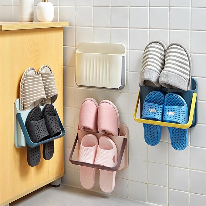 VOSAREA Plastic Hangers Entrance Shoe Rack, 2-Pack, Slippers Rack, Wall Mounted, Shoes Drying Storage, Hanging Shoes Organizer, for Bathroom, Living Room, Bedroom, Door, Balcony