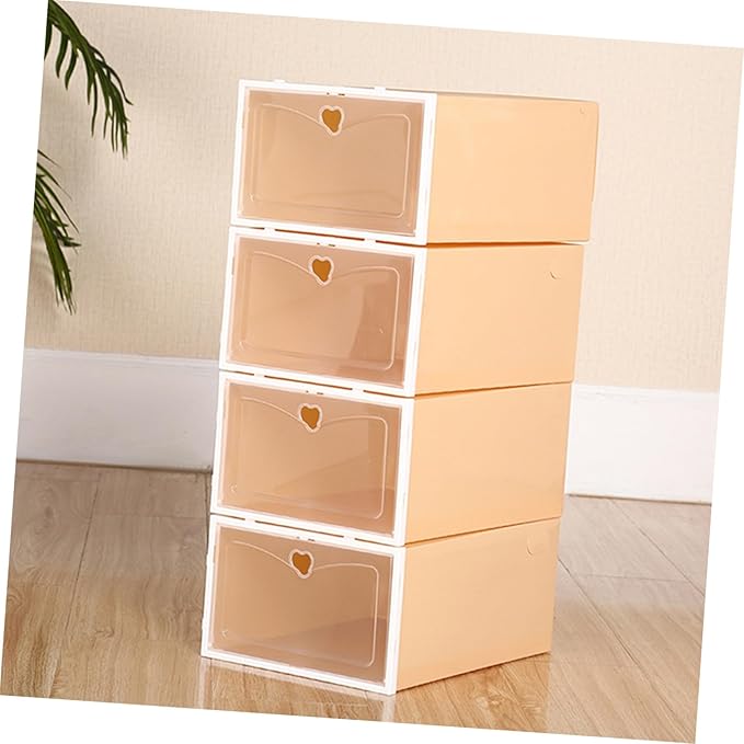 Cabilock 2Pcs Thickened Transparent Drawer Type Shoe Box for Men Stackable Plastic Footwear Storage Container with Large Capacity Space-saving Shoe Organizer for Home and Office