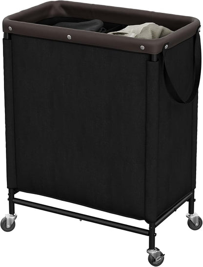 StorageWorks 2 Section Laundry Hamper, Rolling Laundry Cart with Wheels and Handles, Laundry Room Double Sorter for Organizer and Storage, 26.4 Gal(100L), Black