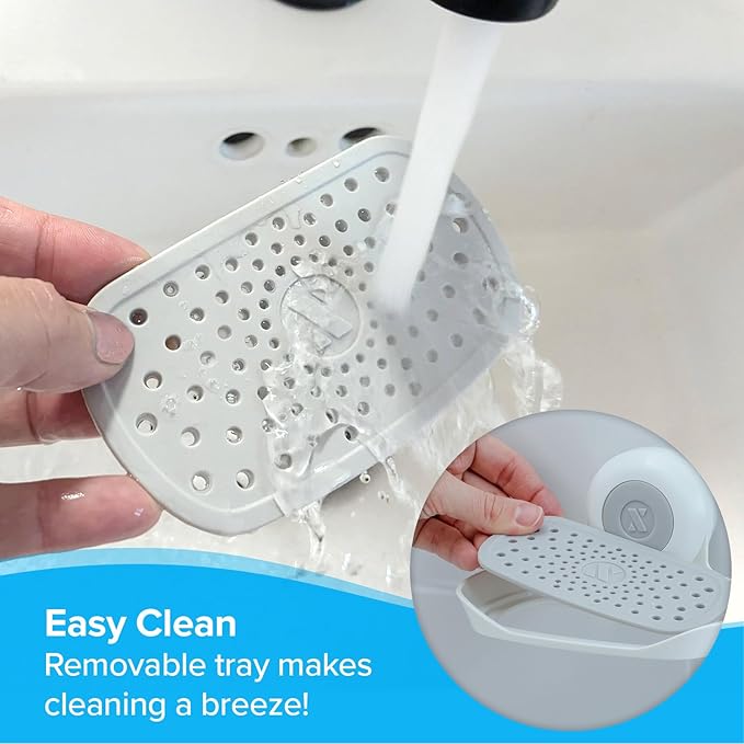 SlipX Solutions Strong Hold Soap Saver, Suction Cup Soap Holder, Must Have Universal Kitchen & Bathroom Shower Accessories (White, Single Tray (2-Pack)