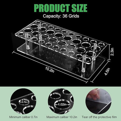 Rollerball Perfume Organizer, Beauty Scent Holder, 36 Space Clear Acrylic Perfume Organizer consists of 16 large sizes and 20 small sizes Tall Scented Oil Storage Display Case
