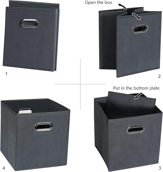 Fabric Cloth Storage Bins,Fabric Cube Organizer with Dual Handles Foldable Cube Storage Baskets for Home Bedroom Storage,Set of 10,(Gray)