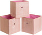 Foldable Storage Cubes Bins ,11 Inch Cloth Storage Cube Fabric Storage Box Cubes Organizer Baskets with Handles for Home Organizer Set of 3 (Cowboy Pink)