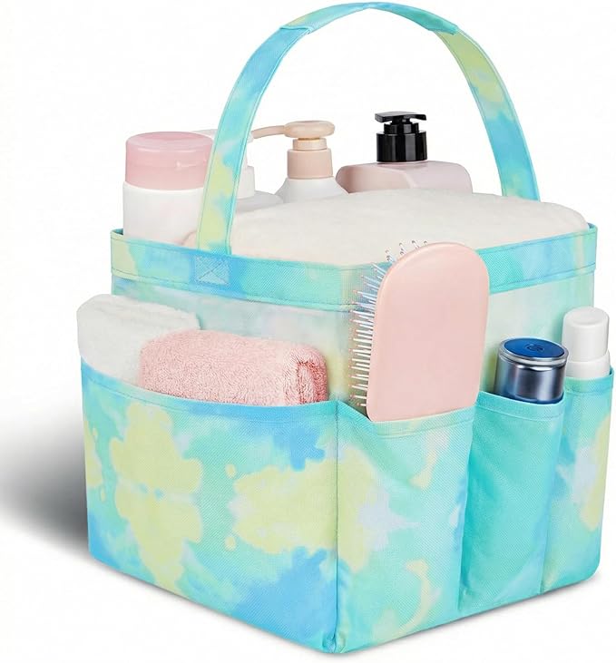 Attmu Mesh Shower Caddy Portable for College Dorm Room Camping Essentials, Shower Caddy Dorm with 9-Pockets, Large Capacity Hanging Basket Bathroom Bag for Toiletry, Swimming, Gym, Camp, Beach
