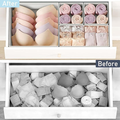 DIMJ Drawer Organizer Clothes, 28 Pack Dresser Organizer, Foldable Closet Organizers and Storage, Fabric Dresser Bins, Drawer Dividers for Nursery, Baby Clothes, Underwears