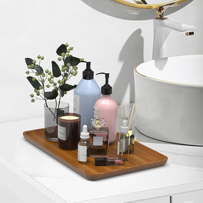 XZHXFX Bamboo Vanity Tray, Decorative Tray for Counter, Coffee Table, Kitchen, Bedroom (Small)
