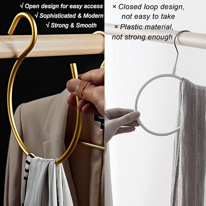 4Pcs Gold Hat Hanger,Scarf Ring Hangers,Multi-Purpose Circle Storage Hook,for Baseball Caps,Belt,Ties,Belts,Scarves,Shawls