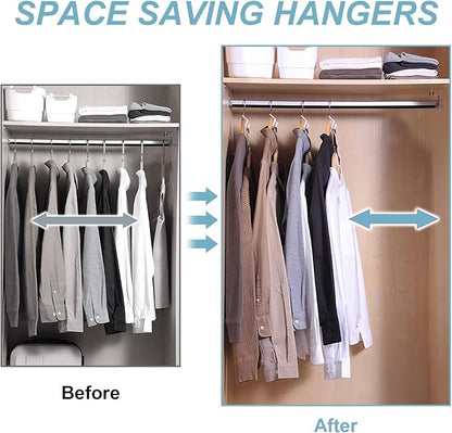 100 PCS Space Saving Hanger - Clothes Hanger Connector Hooks, Stacking Hanger Hooks Space Saver, Plastic Closet Organizers and Storage Hanger Extender for Heavy Duty Cascading Connection Hook (White)