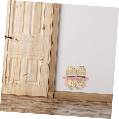 VOSAREA 4pcs Wall Mounted Foldable Shoes Rack Eco-friendly Hanging Organizer for Slippers Sneakers More White Pink Grey Blue Easy to Install Space Saving for Home