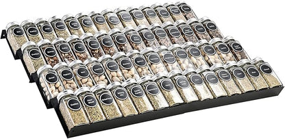 Mulush Metal Spice Rack Tray - Spice Drawer Organizer for Kitchen Cabinets Storage and Organization (Jars Not Included)
