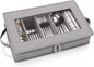 Joyfol Day Flatware Utensil Storage Case, Grey Silverware Storage Box Chest with Adjustable Dividers, Removable Cutlery Storage Holder with Zipper Lid for Organizing Spoon/Flatware/Knives