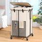 160L Laundry Hamper with Lid, Rolling Laundry Basket with Wheels, Large & Tall Dirty Clothes Hamper with Metal Frame and Removable Bag for Bedroom Aesthetic, Laundry Room, Bathroom, Dorm-White