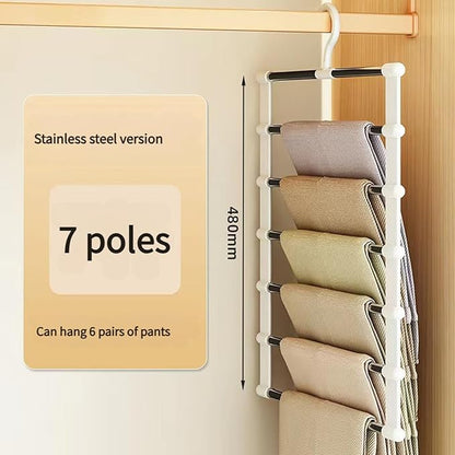 Magic Pants Hangers Space Saving, 2 Pack Pants Hangers Space Saving, 7 Tier Closet Organizers and Storage Clothes Hanger, Multiple Metal Hanger Clothes Organization for Pants Trousers Jeans Leggings
