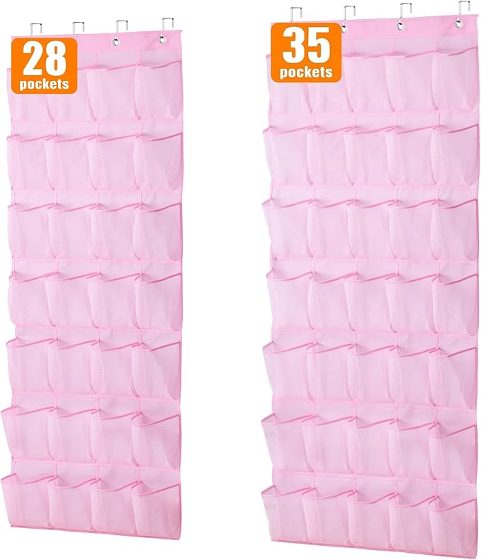 MISSLO Shoe Organizer Over The Door Shoe Storage Hanging Pink for Baby