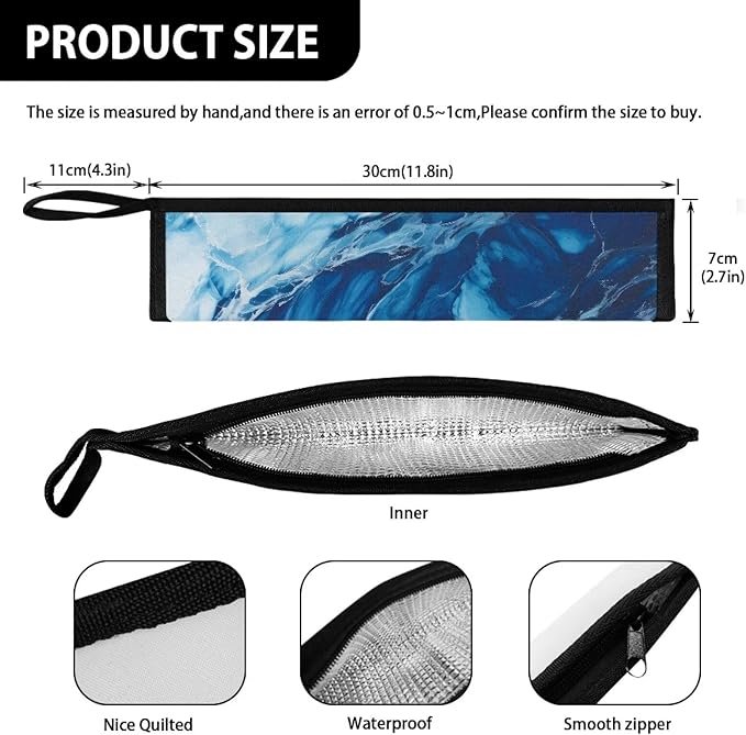 COEQINE Blue Marble Kitchen Utensil Holder Moder Marble Print Fork Spoon Knife Organizer For Party Portable Flatware Storage Case With Handles Leafproof Machine Washable