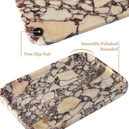 Karibiber Calacatta Marble Vanity Trays, Marble Bathroom Tray Countertop, Luxury Decorative Dresser Organizer, Purple&White Natural Stone Serving Tray for Kitchen, Perfume, Jewelry Holder Storage