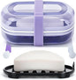 Leakproof Travel Soap Case with Lid | Draining Soap Bar Holder & Dish with Silicone Strap | Includes Mesh Soap Bag | for Shower, Bathroom, Camping, Gym (Grape Purple)