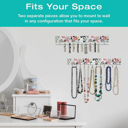 2 Piece Fashion Jewelry Holder Set (Pink and Blue Floral)