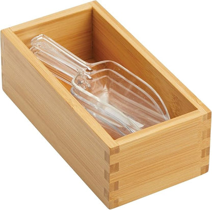 mDesign Bamboo Storage Bin Container, Drawer Organizer Crate Boxes for Kitchen Pantry Cabinet, Shelf, Island or Countertop, Holds Snacks, Spices, or Drinks, Echo Collection, 2 Pack, Natural/Tan