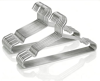 50 Pack Stainless Steel Space Saving Hangers with Grooves - 16.4 Inch Non-Slip Coat Hangers for Sling Dress Clothes Shirt Pant