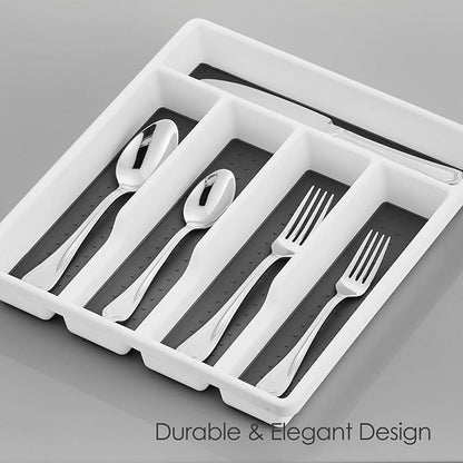 HaWare 40-Piece Silverware Set with Drawer Organizer Tray, Stainless Steel Flatware Cutlery Utensils, Timeless and Elegant Design for Home Hotel Wedding, Mirror Polished and Dishwasher Safe