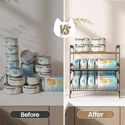 Can Organizer for Pantry Adjustable Cat Food Storage Container 2 Tier Canned Food Organizer for Human and Pet Holds up to 42 Cans Fifo Design