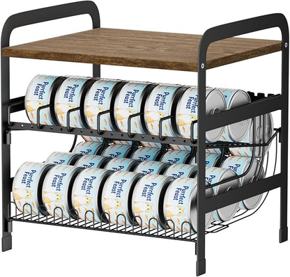 Can Organizer for Pantry Adjustable Cat Food Storage Container 2 Tier Canned Food Organizer for Human and Pet Holds up to 42 Cans Fifo Design