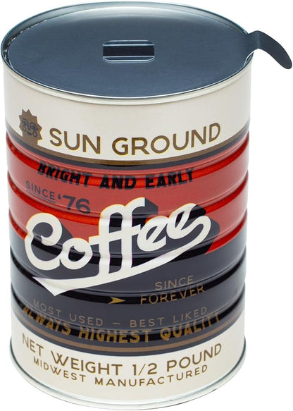 Retro Tin Can, Studio MPLS Designs, Collectable, Peel & Stick Valved End with Metal Lid, 8-12oz (4.0625 x 5.5 in) (Sun Ground Design)