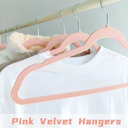 Pink Velvet Hangers 30 Pack, Anti-Slip Slim Space Saving Hangers with 360° Swivel Hook, 17.5 Inch Velvet Clothes Hangers for Coats,Sweater,Jackets,Dresses, Shirts, Suits & T-Shirts (Pink, 30)