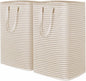 Lifewit 2 Pack Laundry Basket 80L Each, Collapsible Clothes Hamper with Reinforced Handles, Freestanding Waterproof Design for Bedroom and Laundry Room, Beige 160L Total