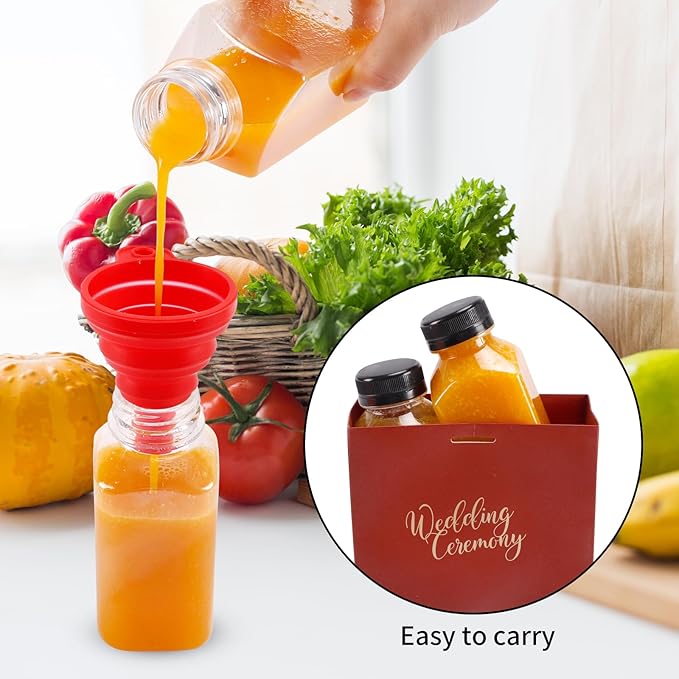 SUPERLELE 20pcs 8oz Plastic Juice Bottles, Reusable Juice Containers with Lids for Juicing, Smoothie, Drinking and Other Beverages