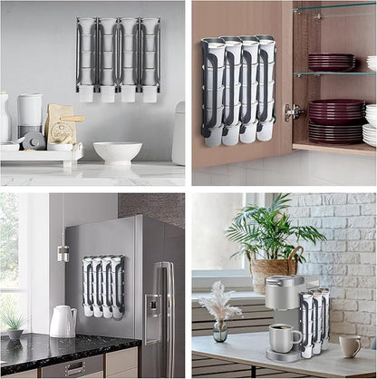 K Cup Holder for Keurig: Coffee Pod Holder for Counter Small Space - Kcup holder for Wall Mount (4, Gray)