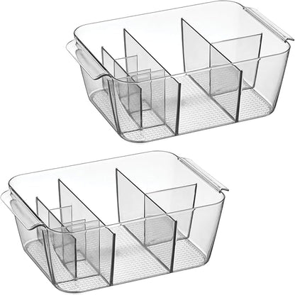 iDesign Makeup Organizer for Countertop - Storage for Cosmetics and Toiletries, Set of 2, Clear, Made in USA