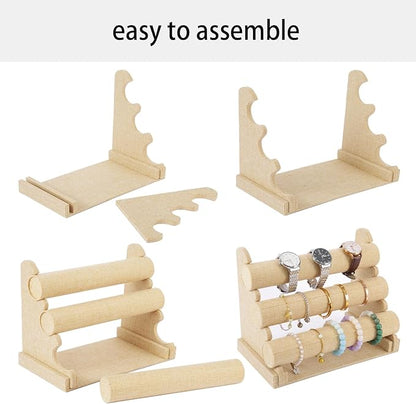 3 Tier Bracelet Holder Display, Velvet Watch Organizer Stand for Selling, Detachable Jewelry Racks for Vendors(Yellow)