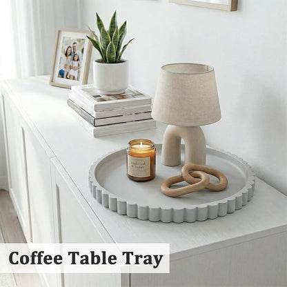 HighHerz Silicone Bathroom Countertop and Vanity Tray, Round Silicone Bathroom Tray, Modern Bathroom Decor, Coffee Table Decor, Decorative Tray for Candle, Perfume, Plants (Grey, 9 inch)