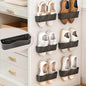 Wall Mounted Shoe Rack, Adhesive & Drill Mount Hanging Shoe Organizer, Plastic Shoe Storage for RV, Camper, Closet & Door, Patent Protected, PATENT PROTECTED, Black-6Pack