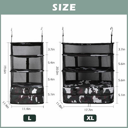Surblue Hanging Closet Storage Bag Collapsible 3-Shelf Washable Oxford Fabric with 2 Hooks (XL 17.71 * 11.81 * 20in, Camouflage)