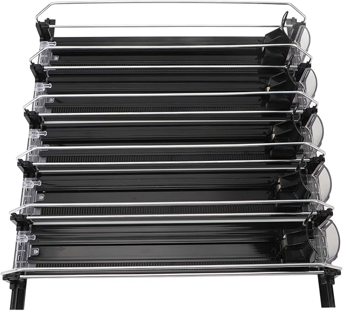 Pilipane 5pcs Self Pushing Soda Can Dispenser Drink Organizer for Fridge Automatic Beverage Pusher Glide System Adjustable Dividers for Beer Pop Cans Water Bottles Pantry Garage Coolers (Black)